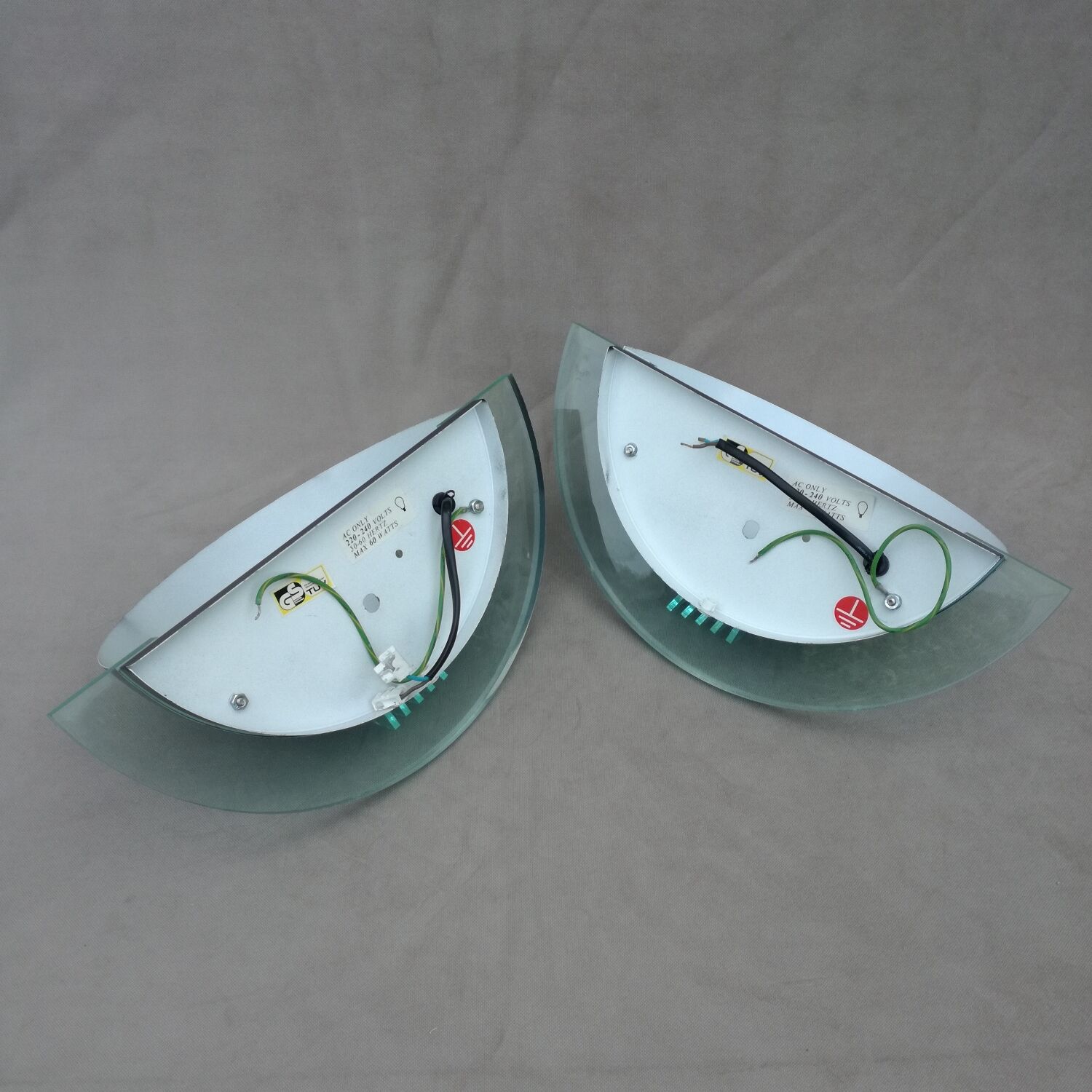 Postmodern wall lamps in half moon, 1990, set of 2
