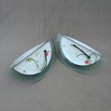 Postmodern wall lamps in half moon, 1990, set of 2