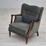 1960s, Danish armchair, original very good condition, furniture velour, beech wood,