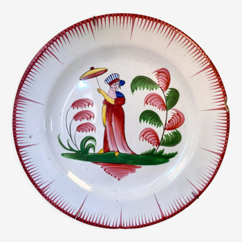 Earthenware plate Madame Bernard Ombrelle Les Islettes 19th