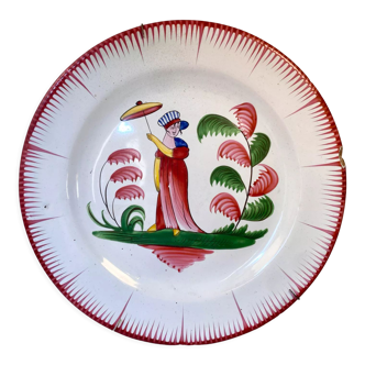 Earthenware plate Madame Bernard Ombrelle Les Islettes 19th