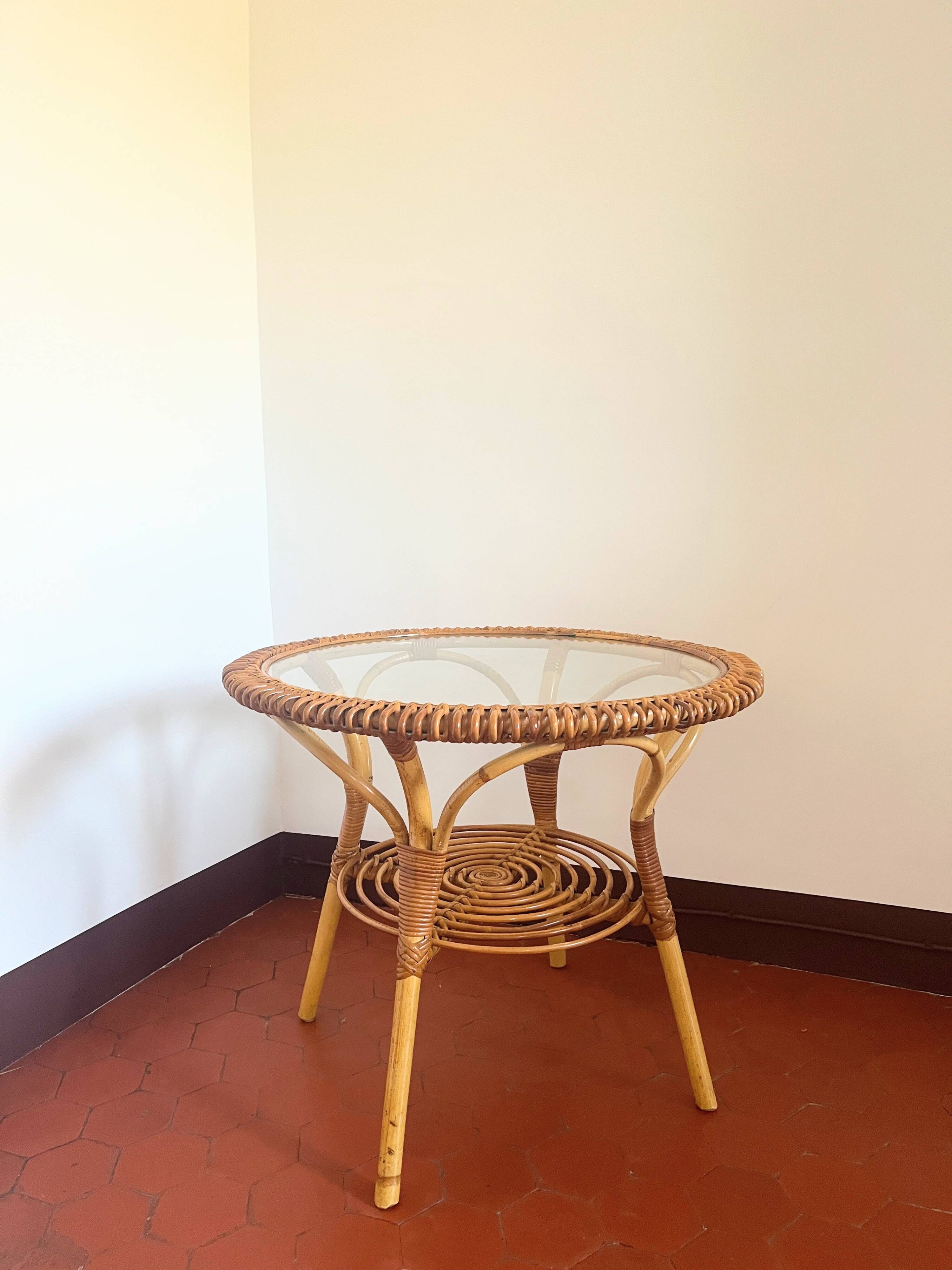 1960s rattan round table