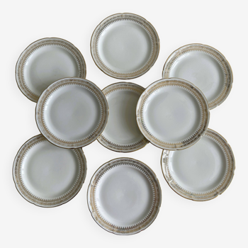 9 dessert plates Limoges Vierzon porcelain.