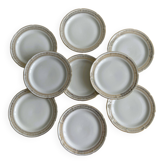 9 assiettes à dessert Porcelaine de Limoges Vierzon.