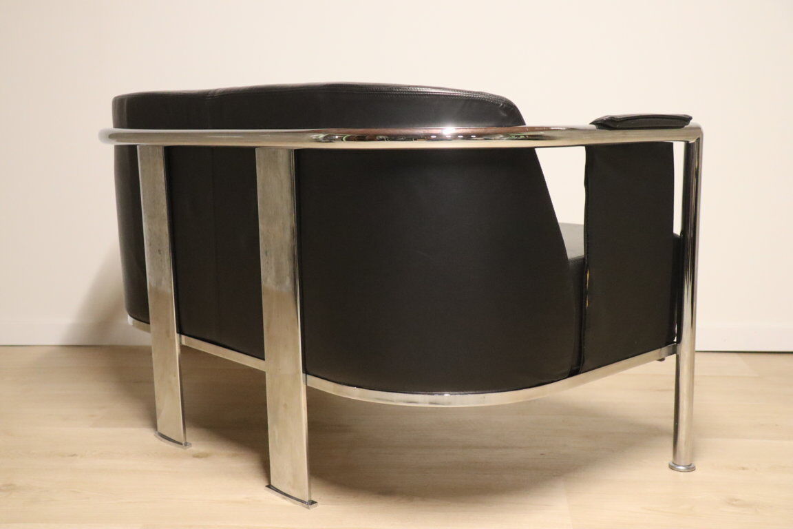 Vintage sofa in synthetic leather and chrome metal, 1970s