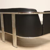 Vintage sofa in synthetic leather and chrome metal, 1970s