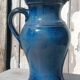 Vase, blue glazed ceramic jug – vintage handmade pottery