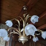 9-light gold metal foliage chandelier