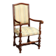 Antique Baroque-style walnut armchair, upholstered, 19th century.