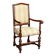 Antique Baroque-style walnut armchair, upholstered, 19th century.