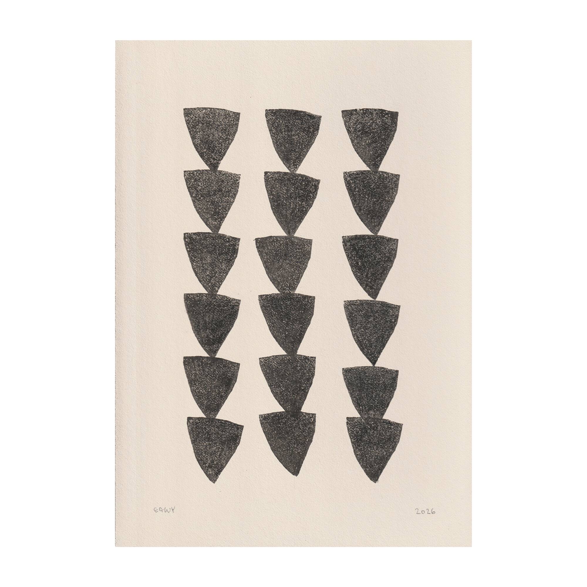 Collection of 4 abstract black paintings on paper signed Eawy.