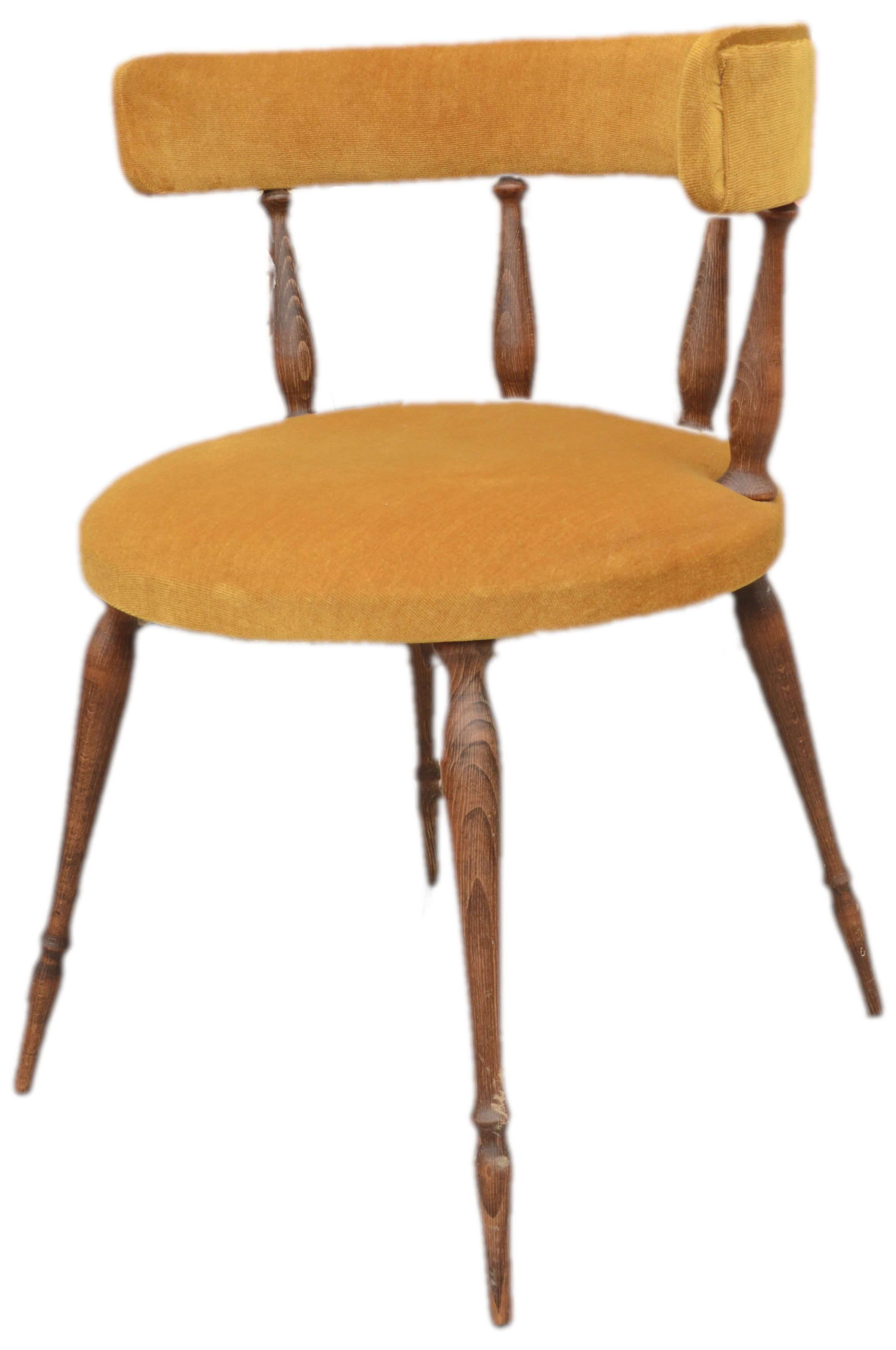 Mustard gondola armchair in the style of Helmut.