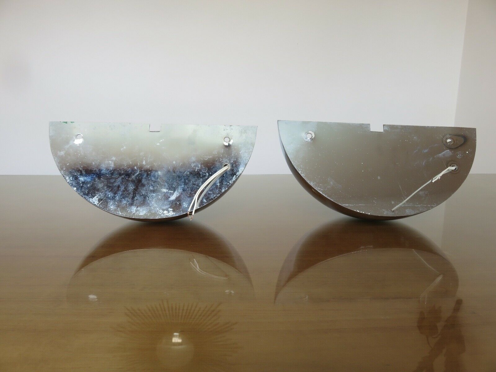 Pair of art Deco wall lamps in chrome brass shape basin 40s 50s