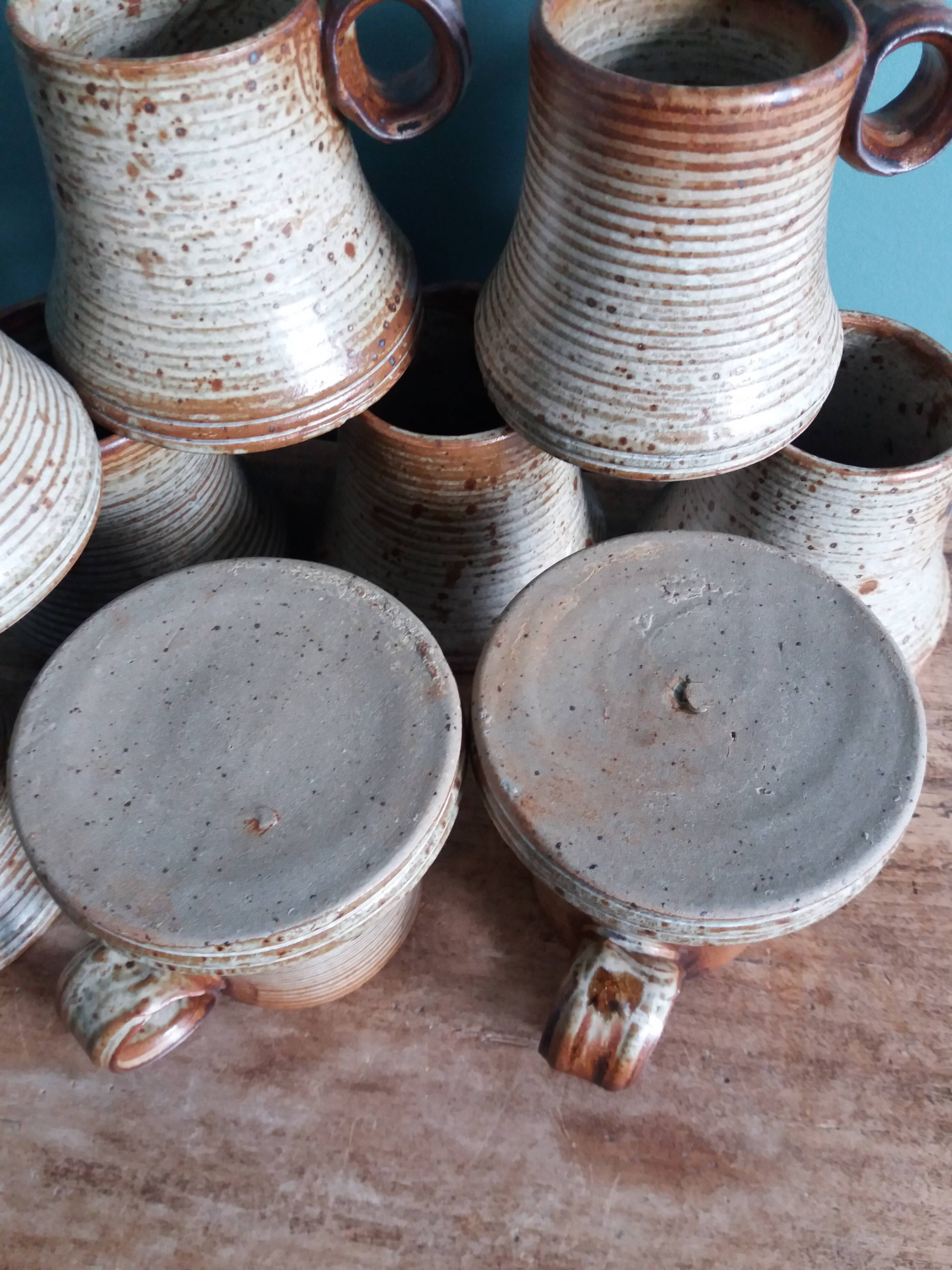 Tasses mugs en grès de Puisaye pyrité, Jean-Pierre Prud’homme