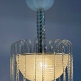 Lustre fontaine vénitien en verre de Murano incolore vert 1940