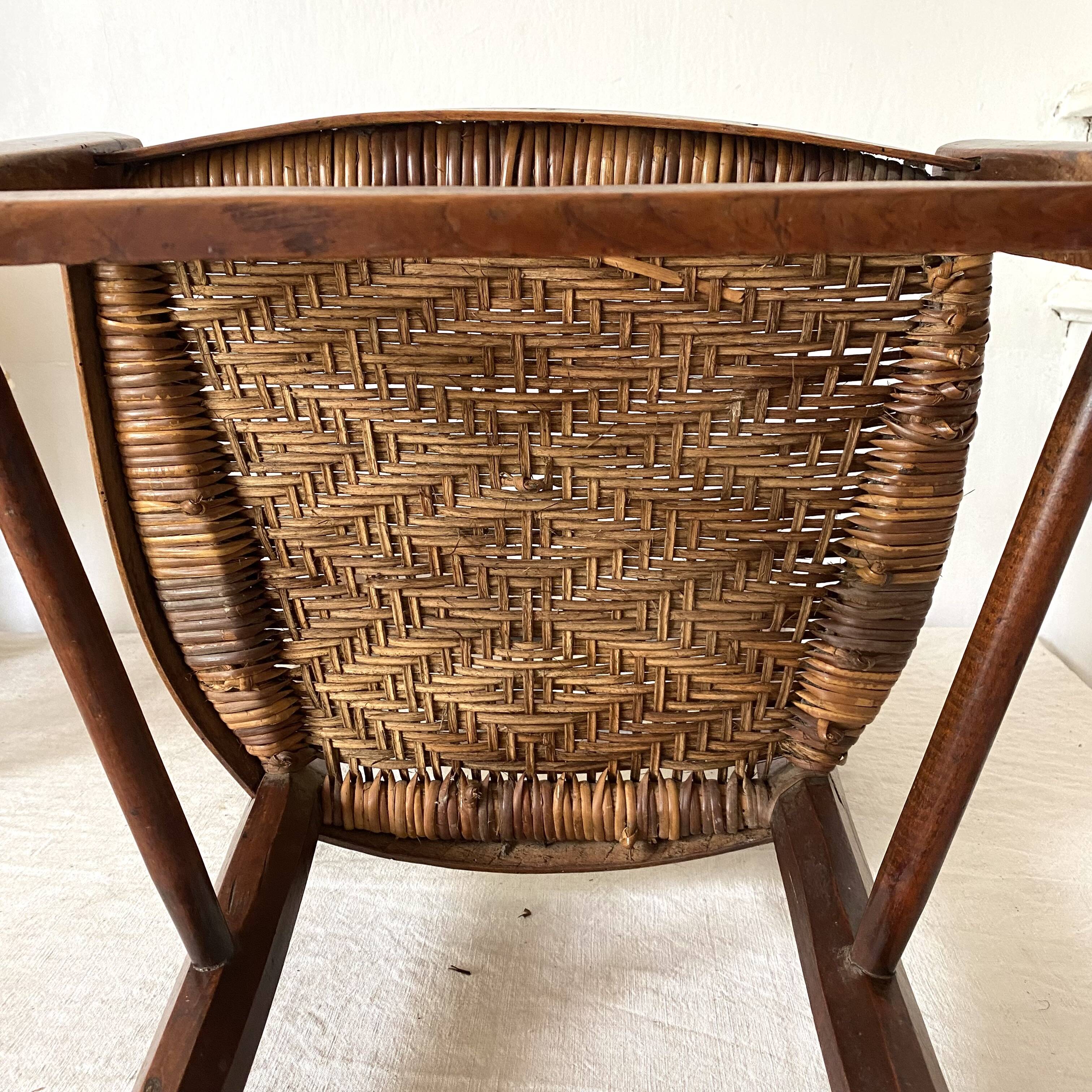 Rattan cane wooden chair
