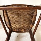 Rattan cane wooden chair