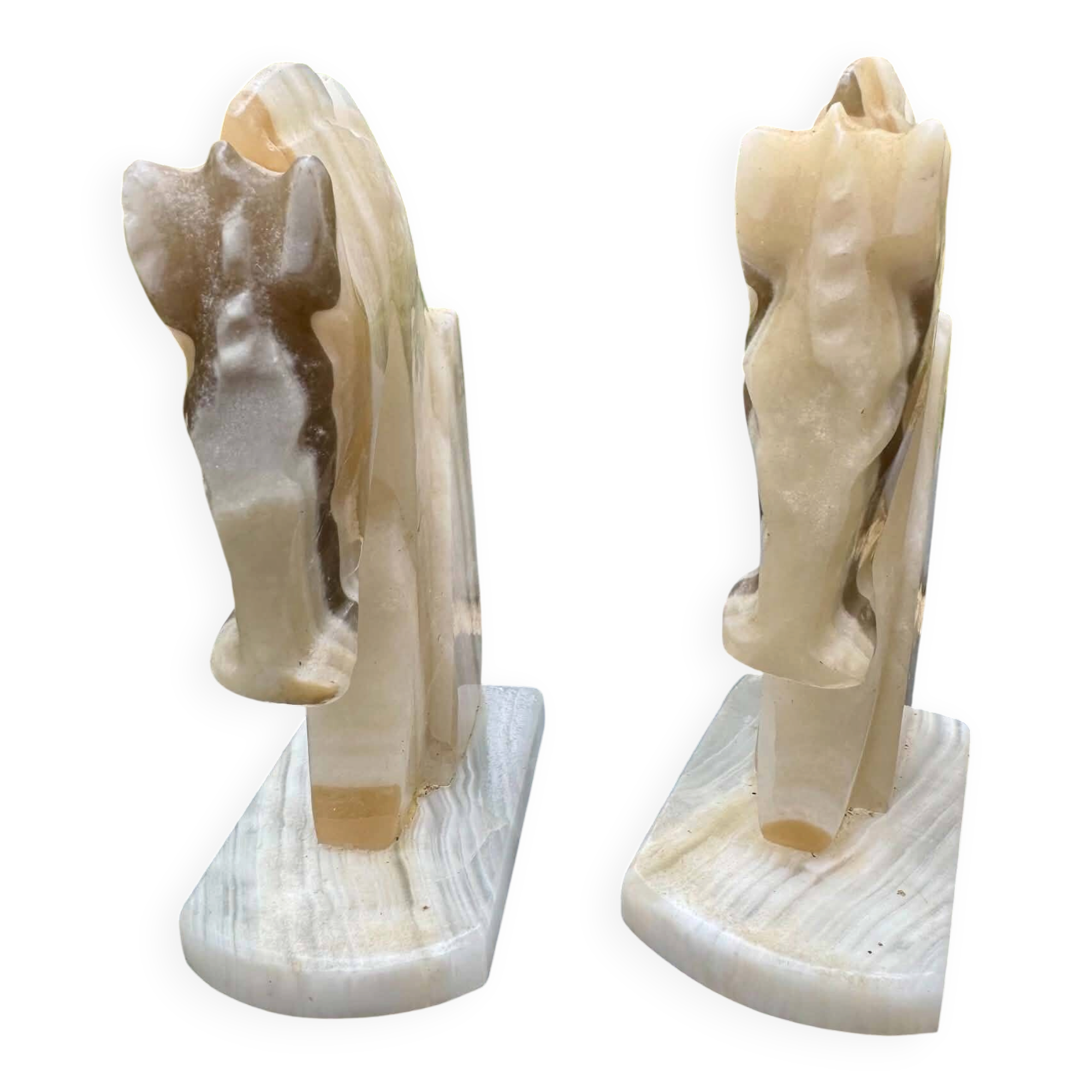 Pair of onyx bookends horse 1960s Italy vintage