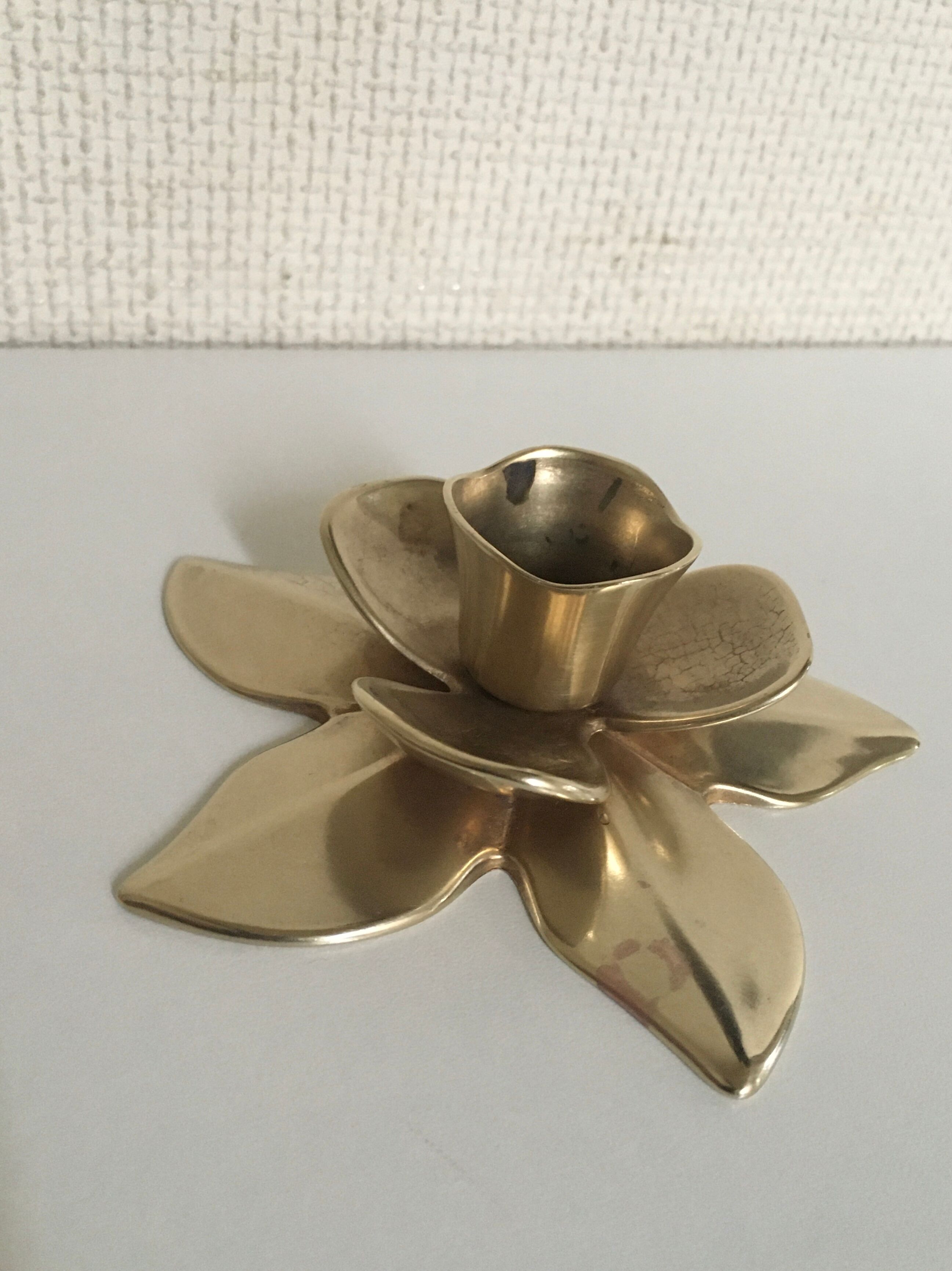 Brass flower candlestick