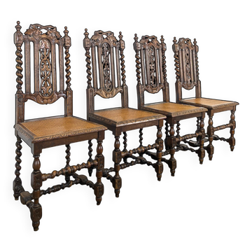 Série de 4 chaises Louis XIII