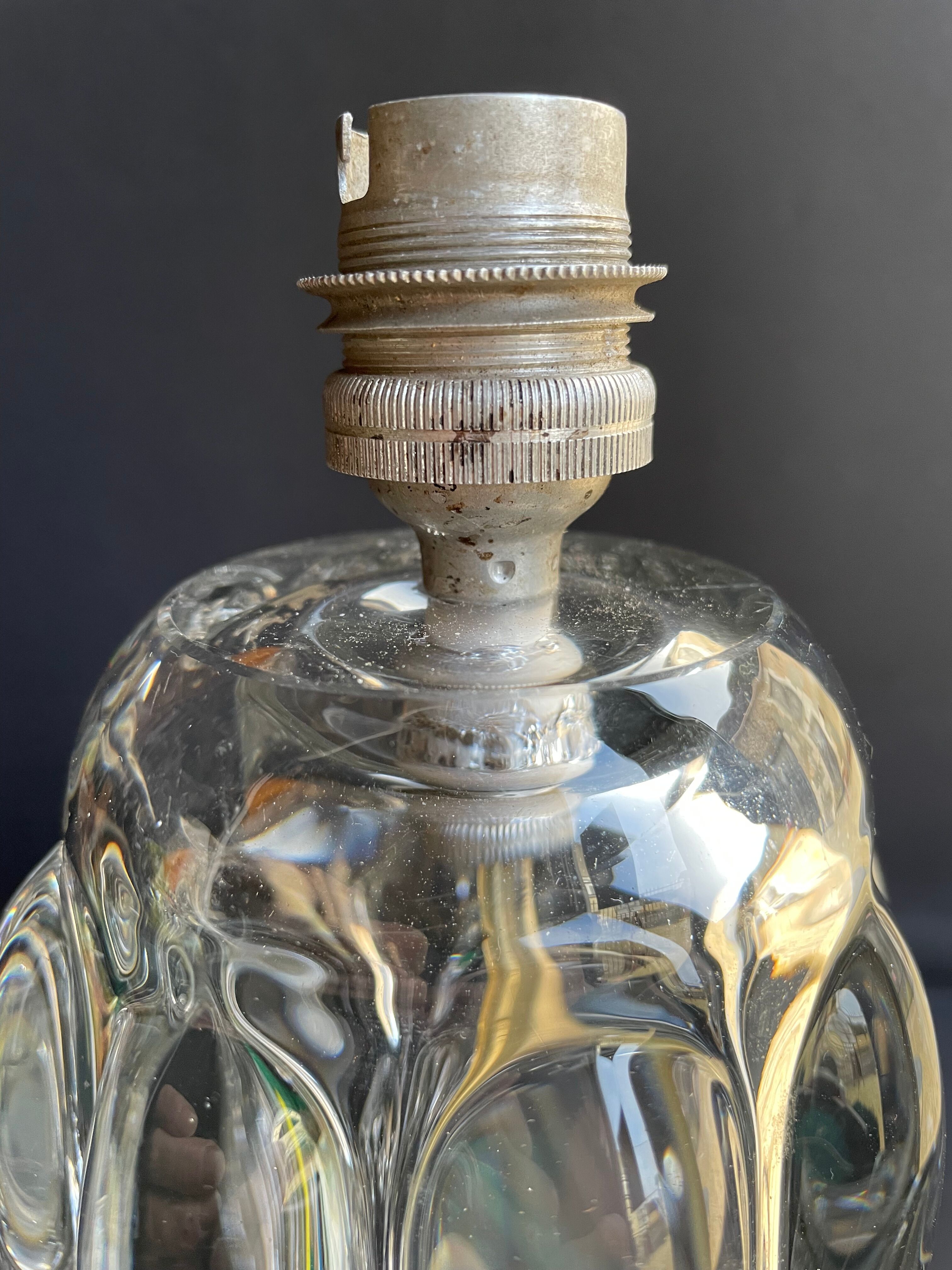 Schneider Glassworks - Important Lamp Foot - Molded Crystal - Conical with Godrons