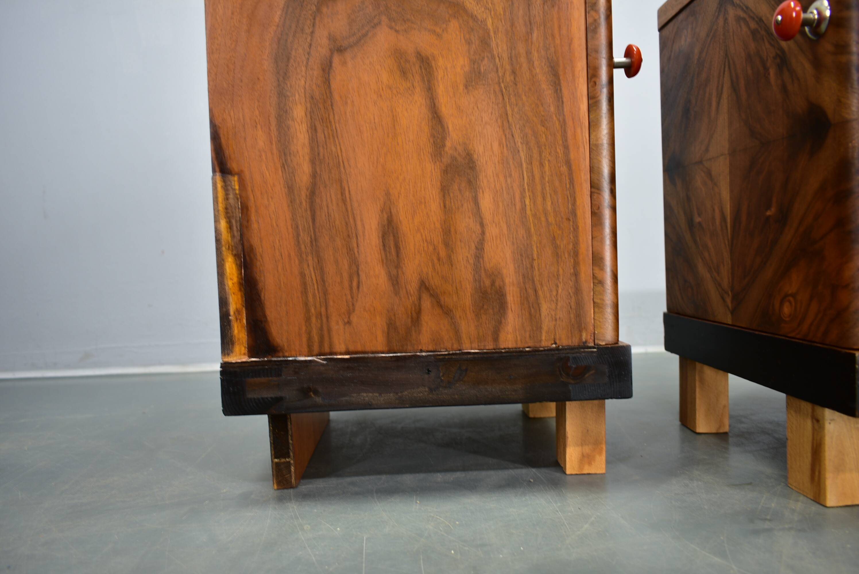 1938s pair of Art Deco bedside tables, Czechoslovakia