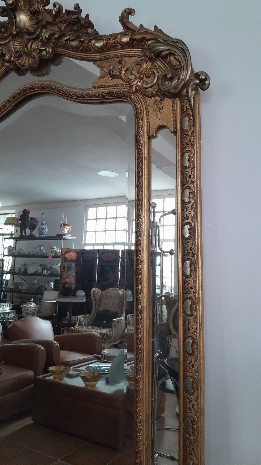 Grand miroir à parcloses biseauté xixème