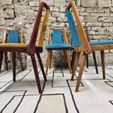 Set of 5 vintage spindle foot bistro chairs 1960"