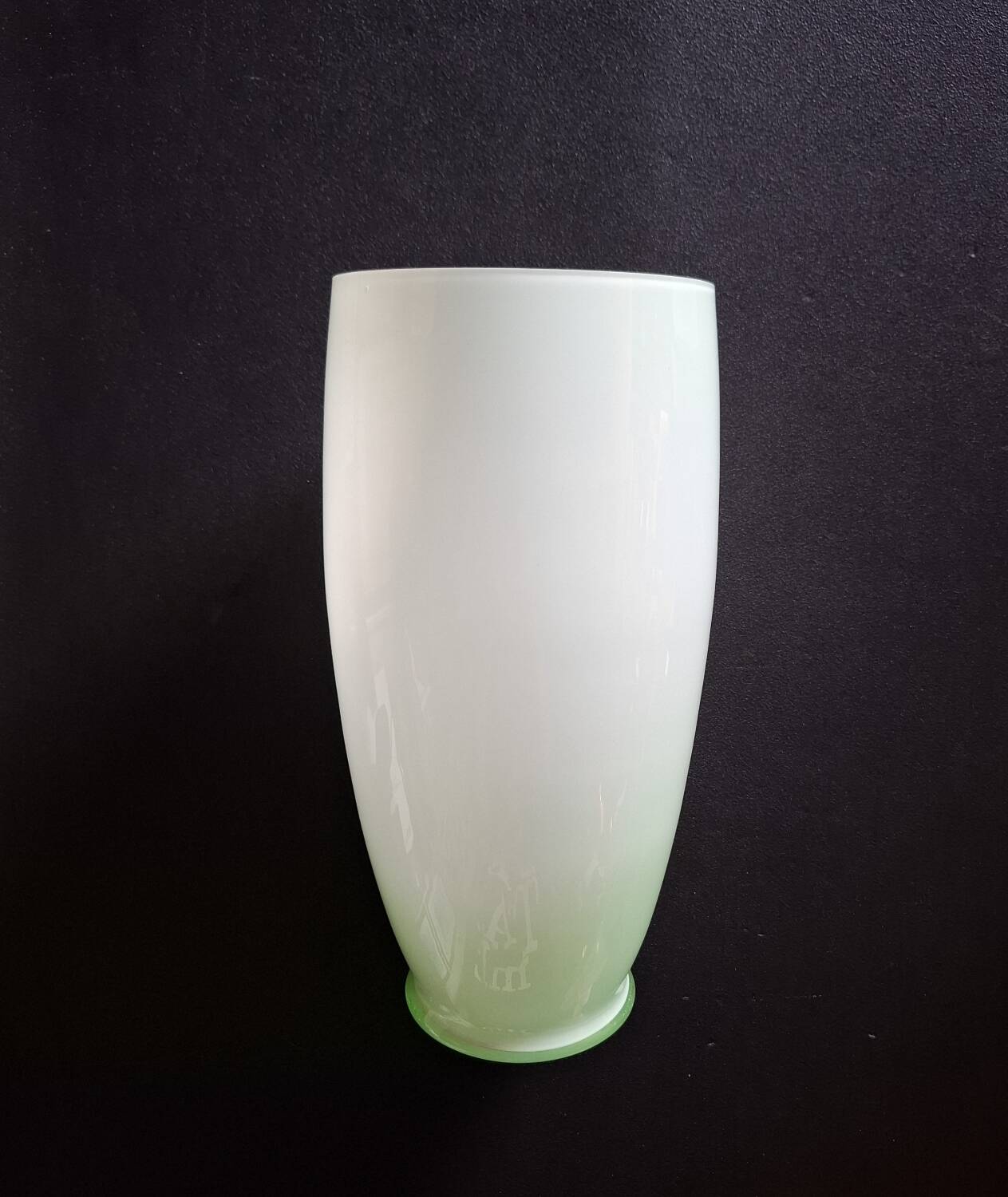 Large contemporary vase in green opaline