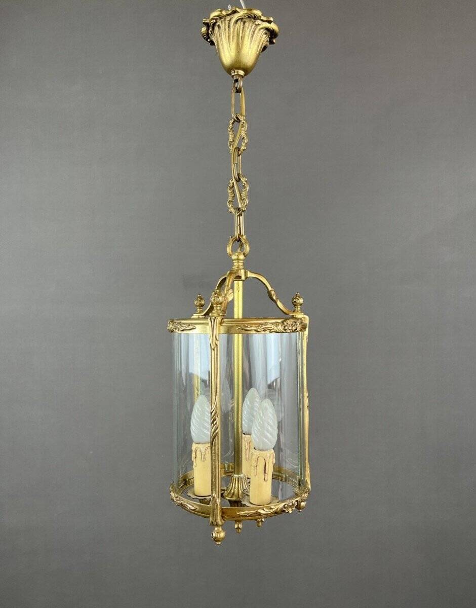 Louis XVI style lantern in bronze and glass, 20th century
