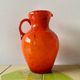 Vintage vase or pitcher in orange blown glass - Made in Italy