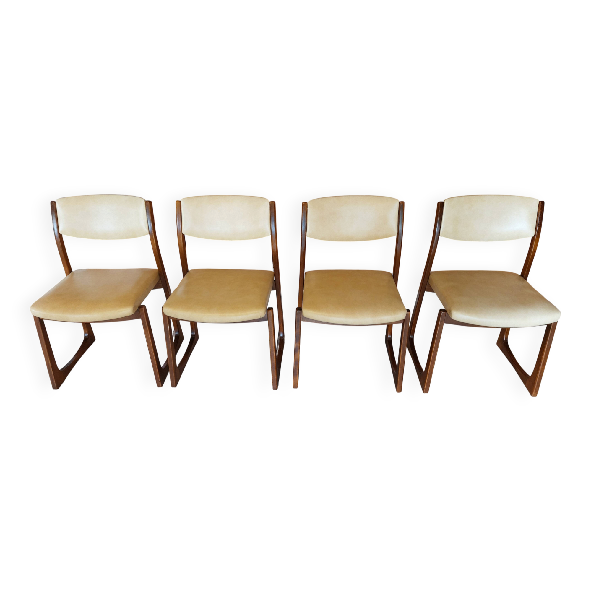 4 sled chairs, vintage