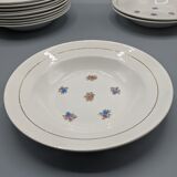 12 hollow porcelain plates, floral decoration and golden ledé - ∅: 23cm