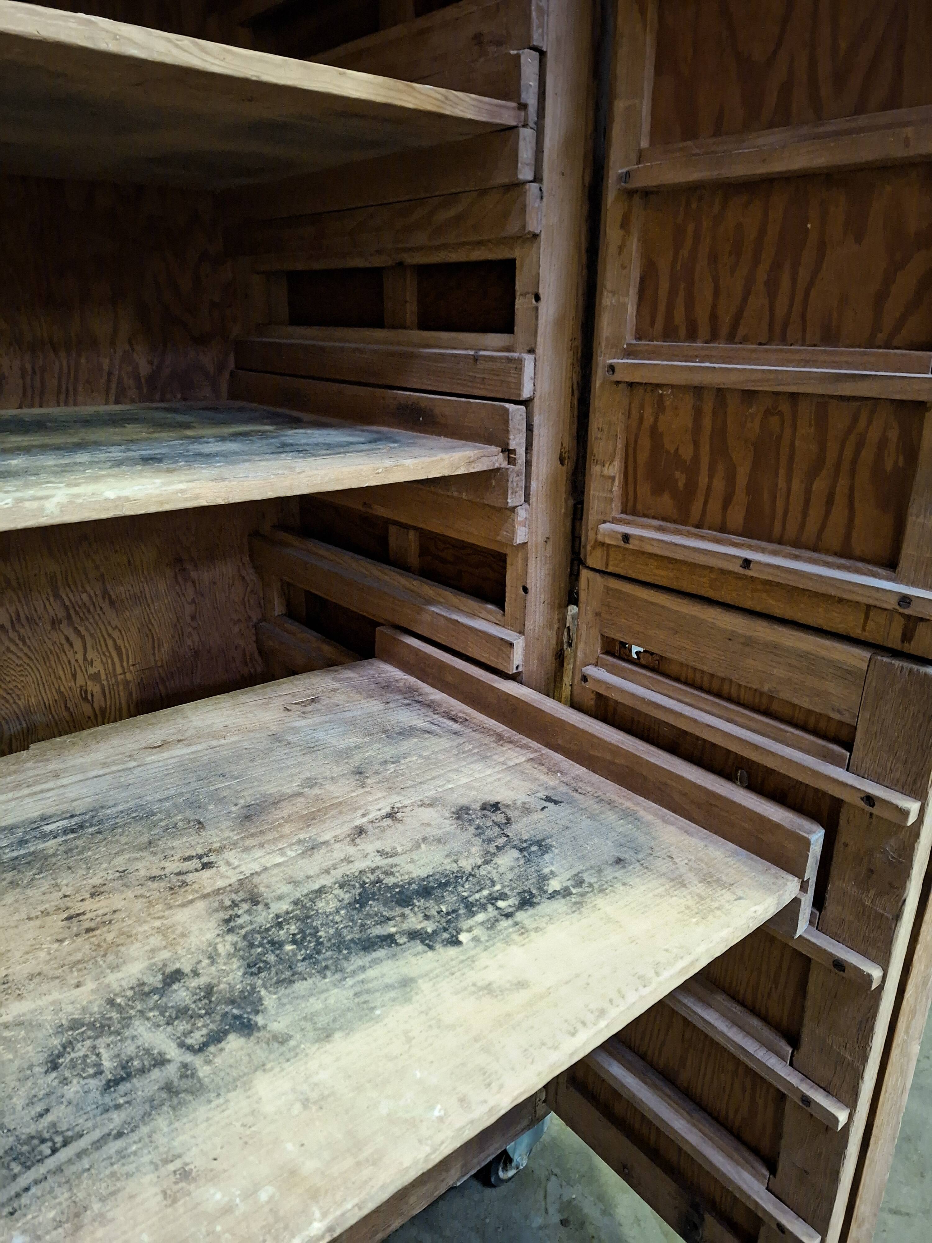 Antique baker's cabinet / fermentation cabinet on wheels