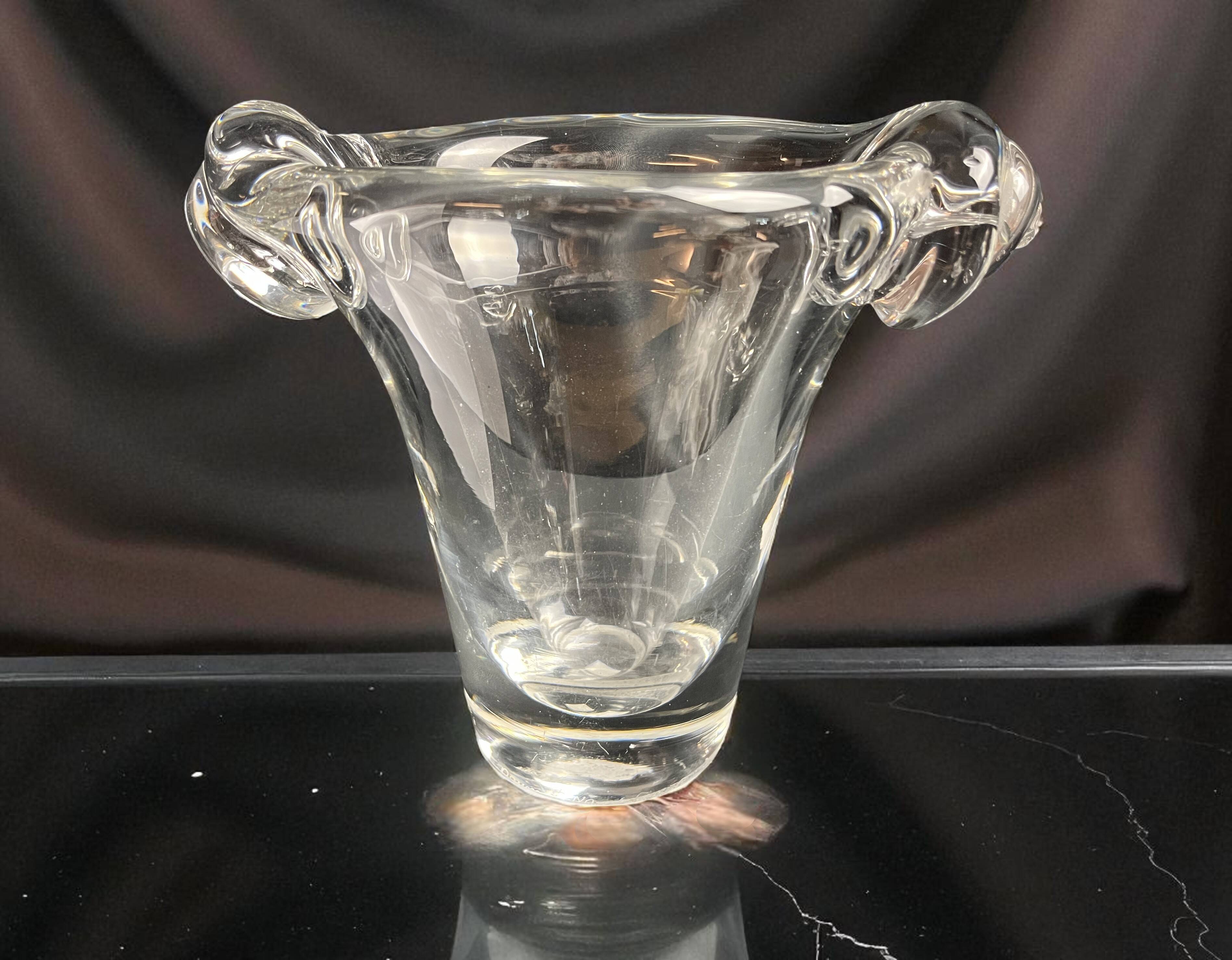 Daum, crystal vase with coiled sockets circa 1970