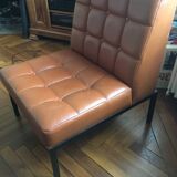 1970s lounge chair in faux leather and black steel