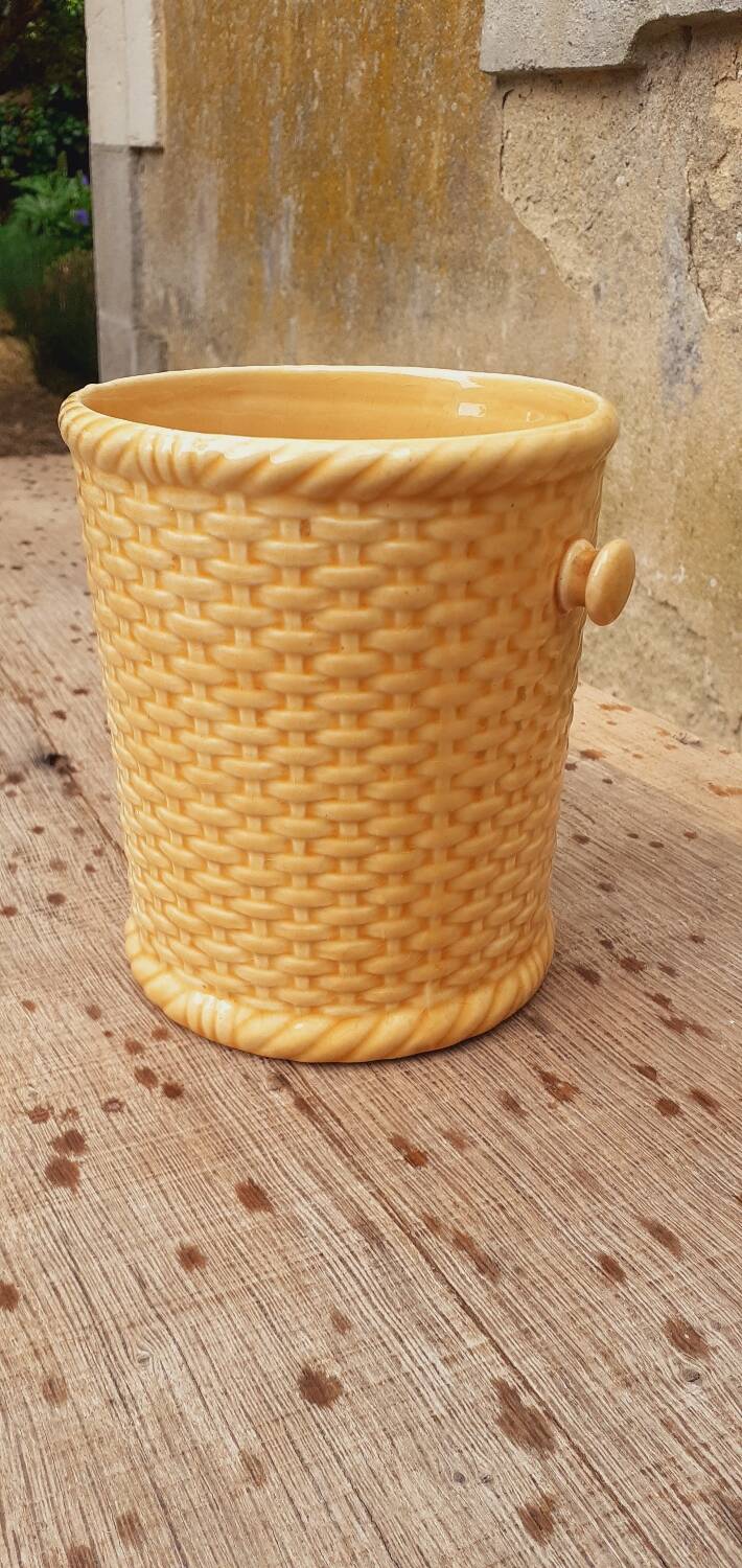 1950s Gien earthenware planter in a basket shape