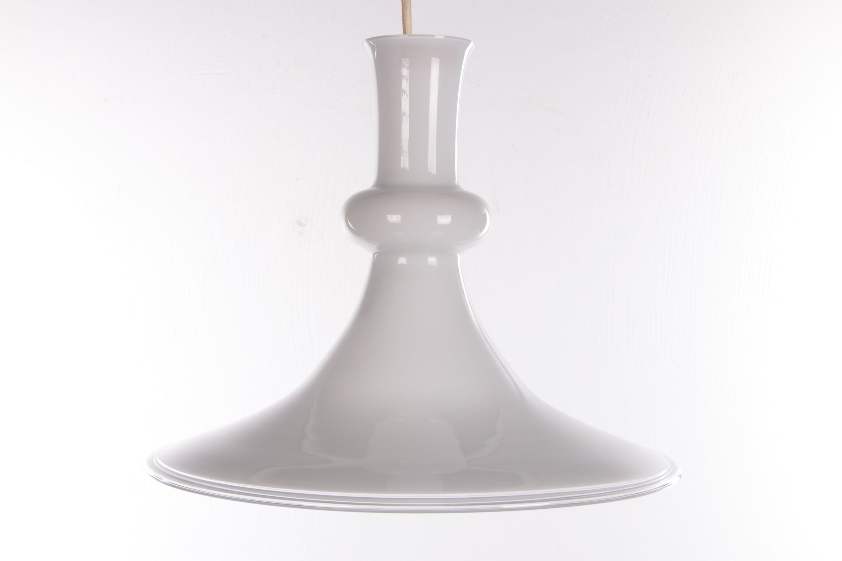 White mouth-blown opaline glass pendant by Michael Bang for Holmegaard, Denmark, 1980s