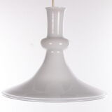 White mouth-blown opaline glass pendant by Michael Bang for Holmegaard, Denmark, 1980s