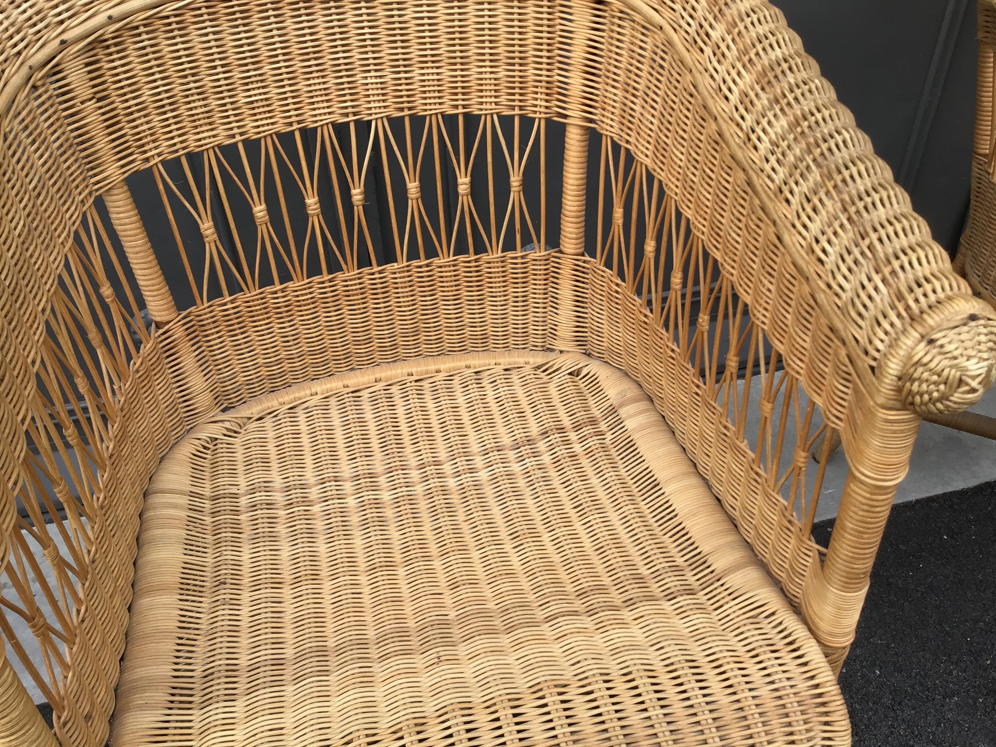 Vintage rattan gondola seat