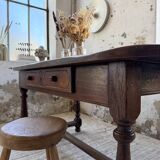 19th century oval solid oak table
