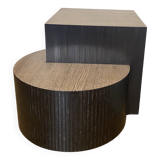 Oak and straw coffee table