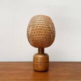 Vintage Scandinavian table lamp in bamboo and wood, 1970s.