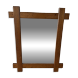 Miroir en chêne brutaliste 74 x 91cm