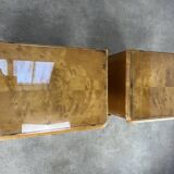 Pair of art deco burl bedside tables, 1930