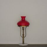 Table lamp in brass, glass and marble attributed to Stilux, Italy, 1950s.