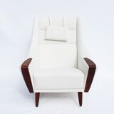 Fauteuil en tissu blanc de conception danoise, années 1960