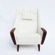 Fauteuil en tissu blanc de conception danoise, années 1960