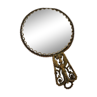 Miroir à main en bronze ciselé 11 x 17 cm