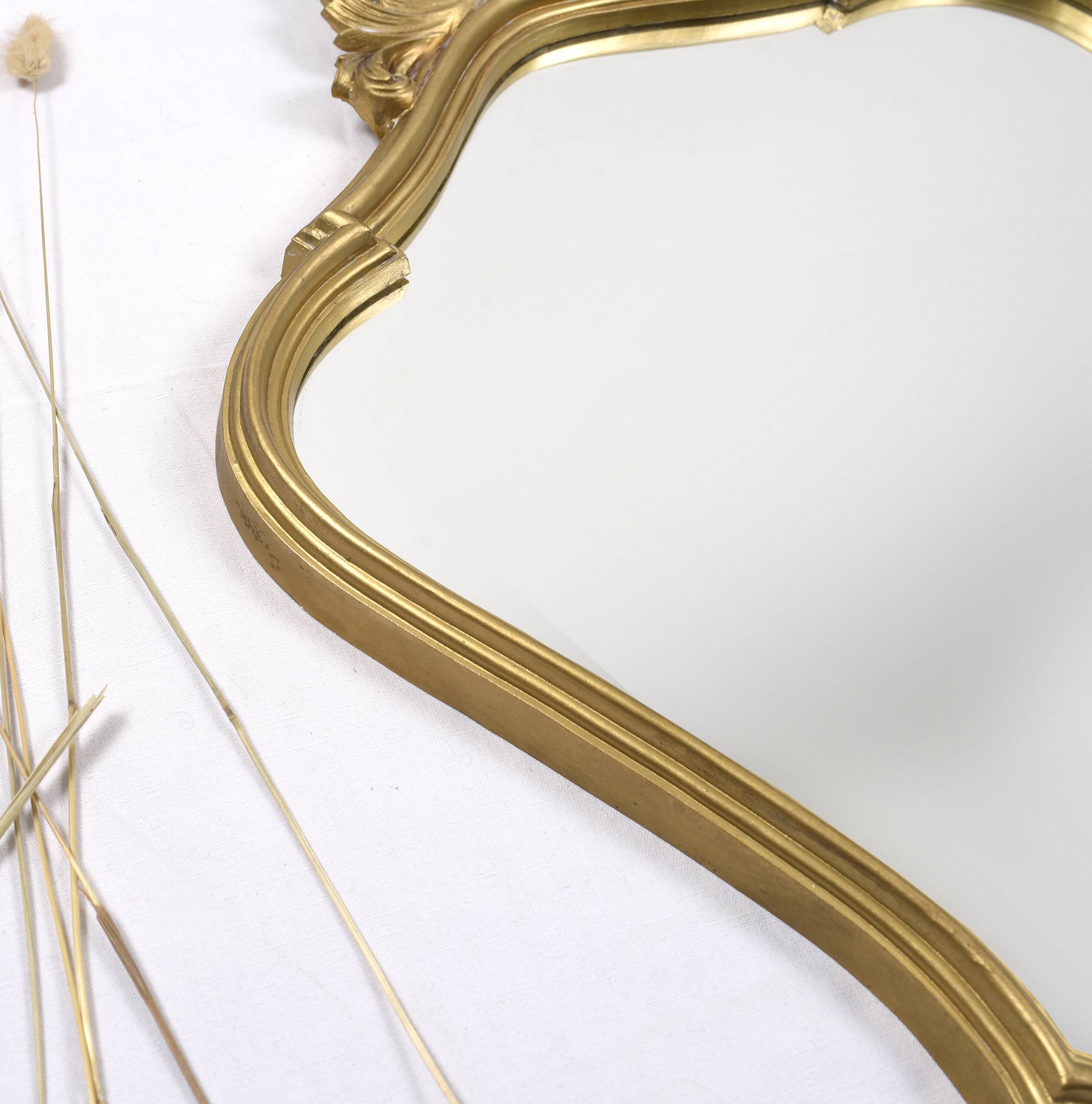 Authentic old resin mirror, gilded by hand